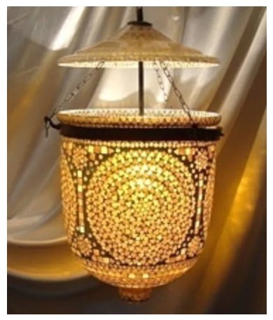 Mosaic Work Bell Jar Hanging Lamp