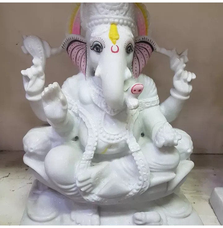 Natural White Marble Ganesh Statue